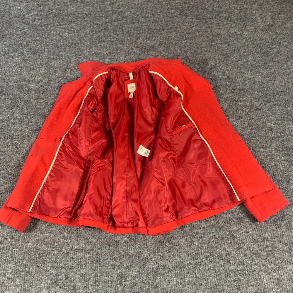 Lands End Pea Coat Womens 4 Red Wool Cashmere Military Jacket Double Breasted - Picture 4 of 14